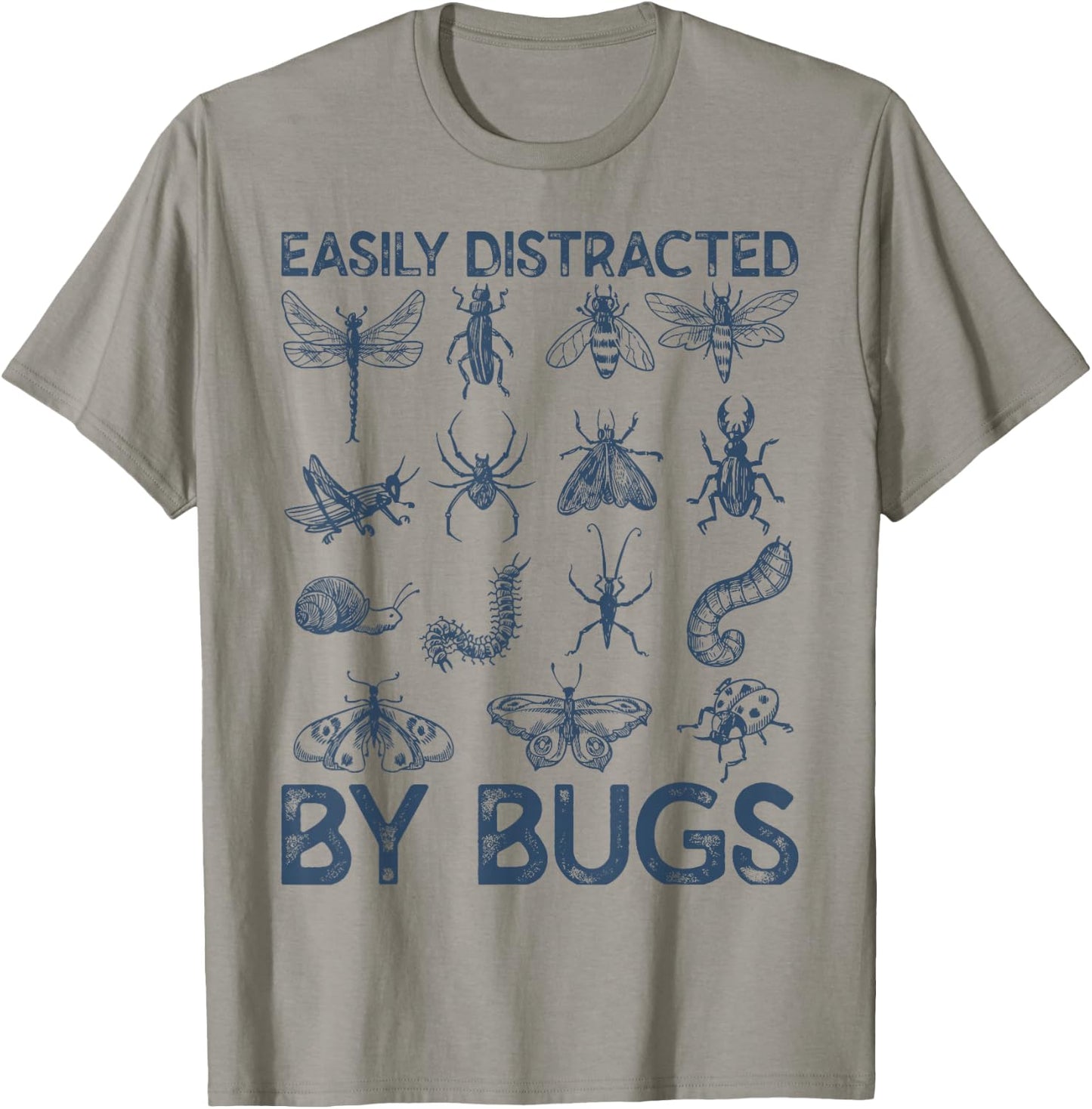 Funny Easily Distracted By Bugs Teacher Entomologist T-Shirt - T-Shirt | Sand