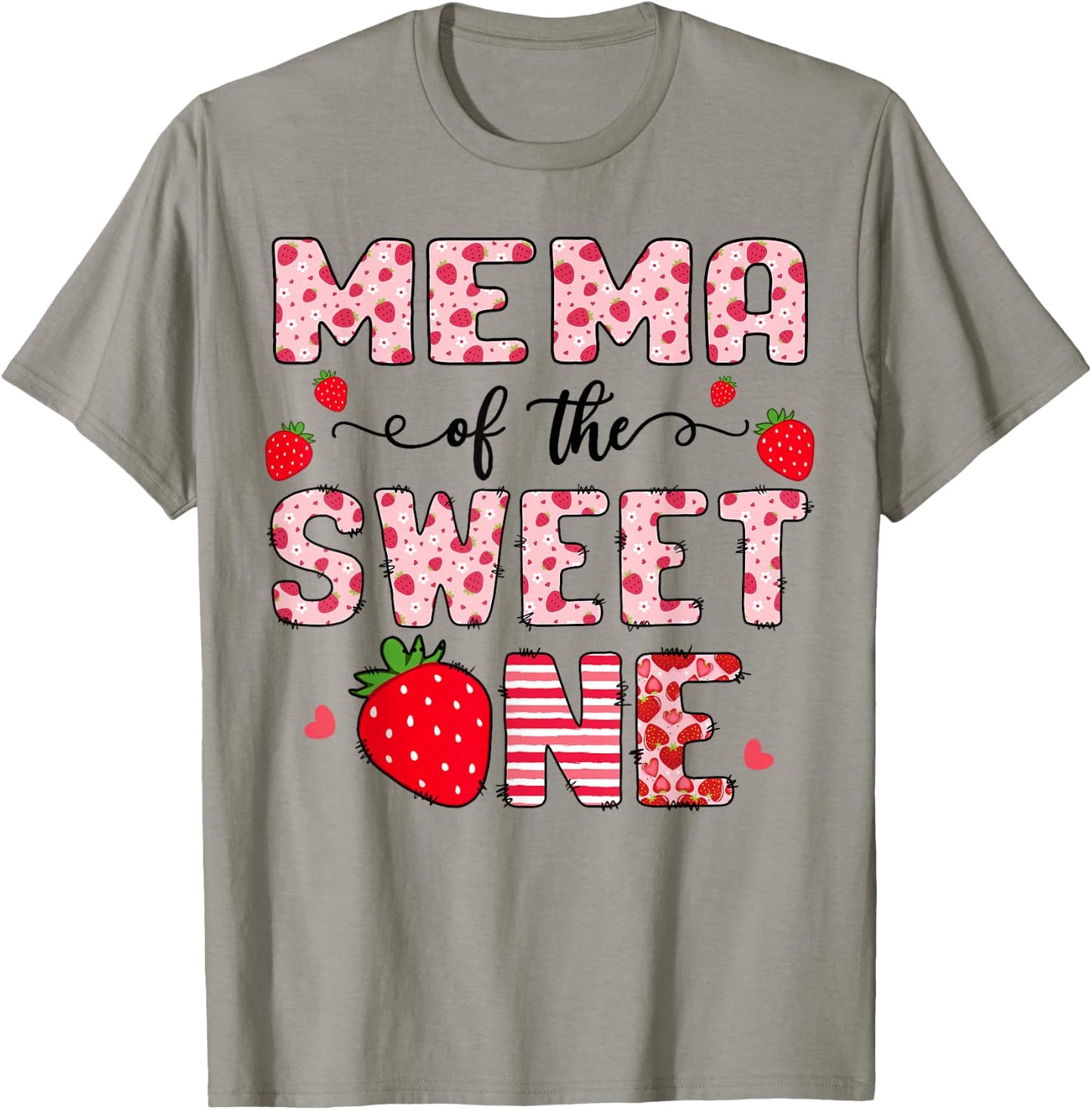 Mema Of The Sweet One 1St Birthday Strawberry Party T-Shirt - T-Shirt | Sand