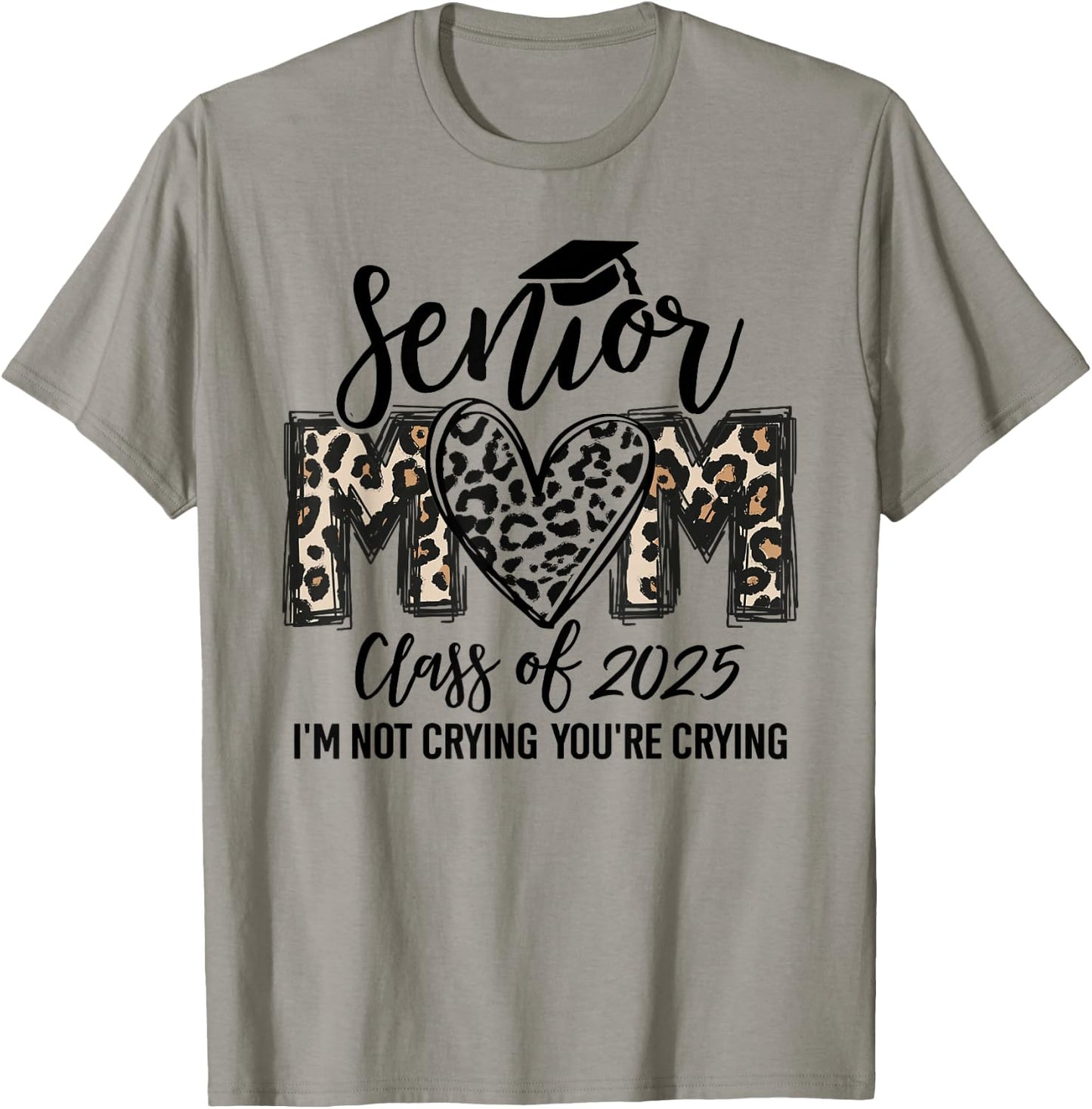 Senior Mom Class of 2025 Senior Mama 2025 Leopard Graduation T-Shirt - T-Shirt | Sand