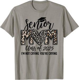 Senior Mom Class of 2025 Senior Mama 2025 Leopard Graduation T-Shirt - T-Shirt | Sand