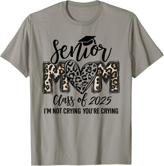 Senior Mom Class of 2025 Senior Mama 2025 Leopard Graduation T-Shirt - T-Shirt | Sand