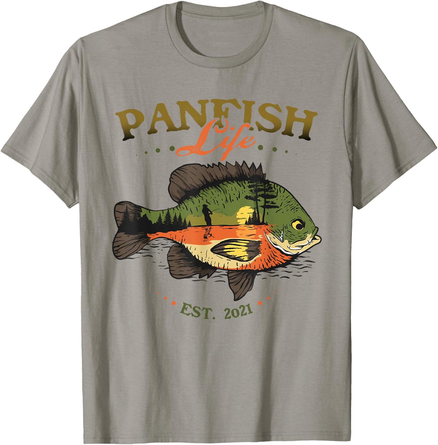 Bluegill Fish Panfish Life Est 2021 Fishing Fisherman T-Shirt - T-Shirt | Sand