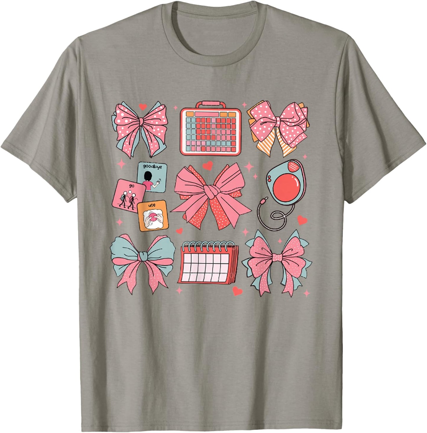 Women SLP Coquette Pink Bow Speech Language Pathologist Grad T-Shirt - T-Shirt | Sand