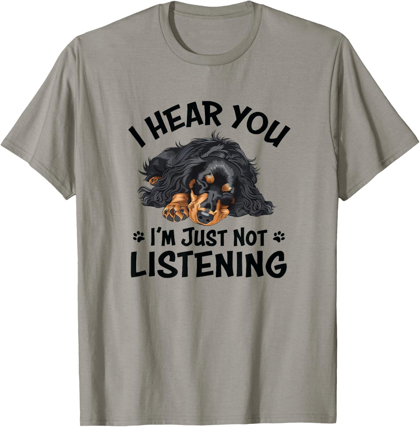 Hear You Not Listening Black Long Haired Dachshund Lover T-Shirt - T-Shirt | Sand