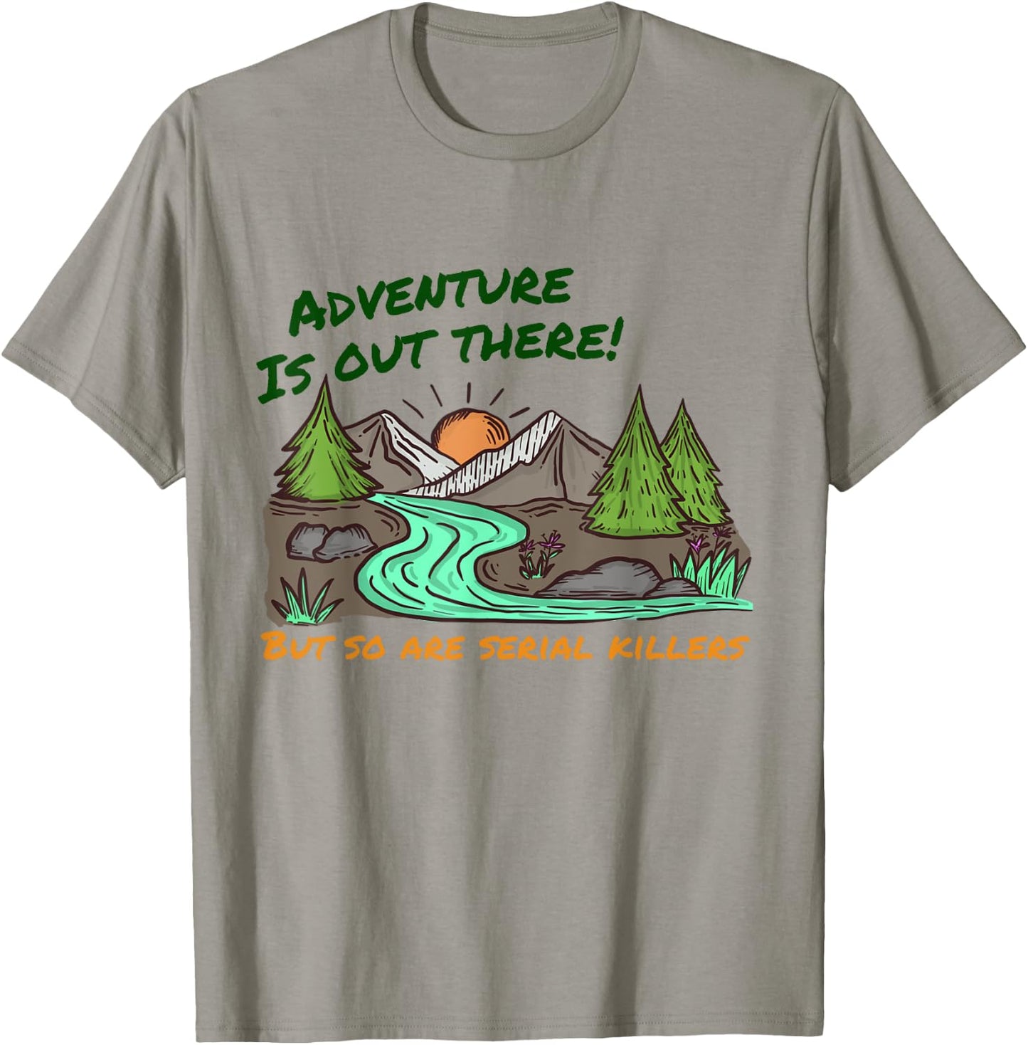 Retro Adventure Is Out There Funny Camping Women Men Gifts T-Shirt - T-Shirt | Sand