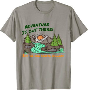 Retro Adventure Is Out There Funny Camping Women Men Gifts T-Shirt - T-Shirt | Sand