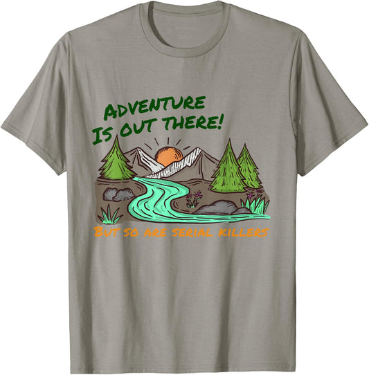 Retro Adventure Is Out There Funny Camping Women Men Gifts T-Shirt - T-Shirt | Sand