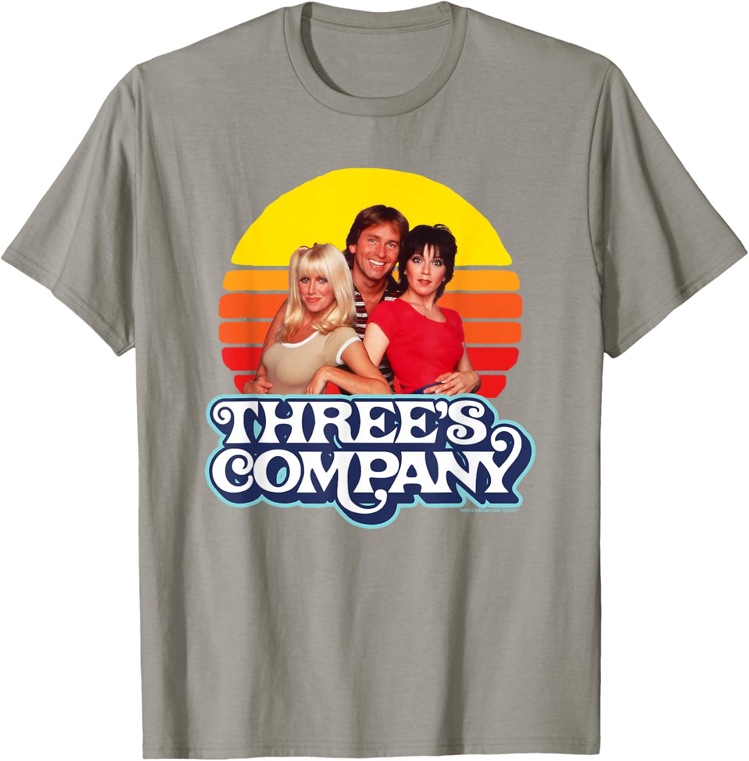 Three's Company Vintage Eighties Sunset Jack Chrissy Janet T-Shirt - T-Shirt | Sand