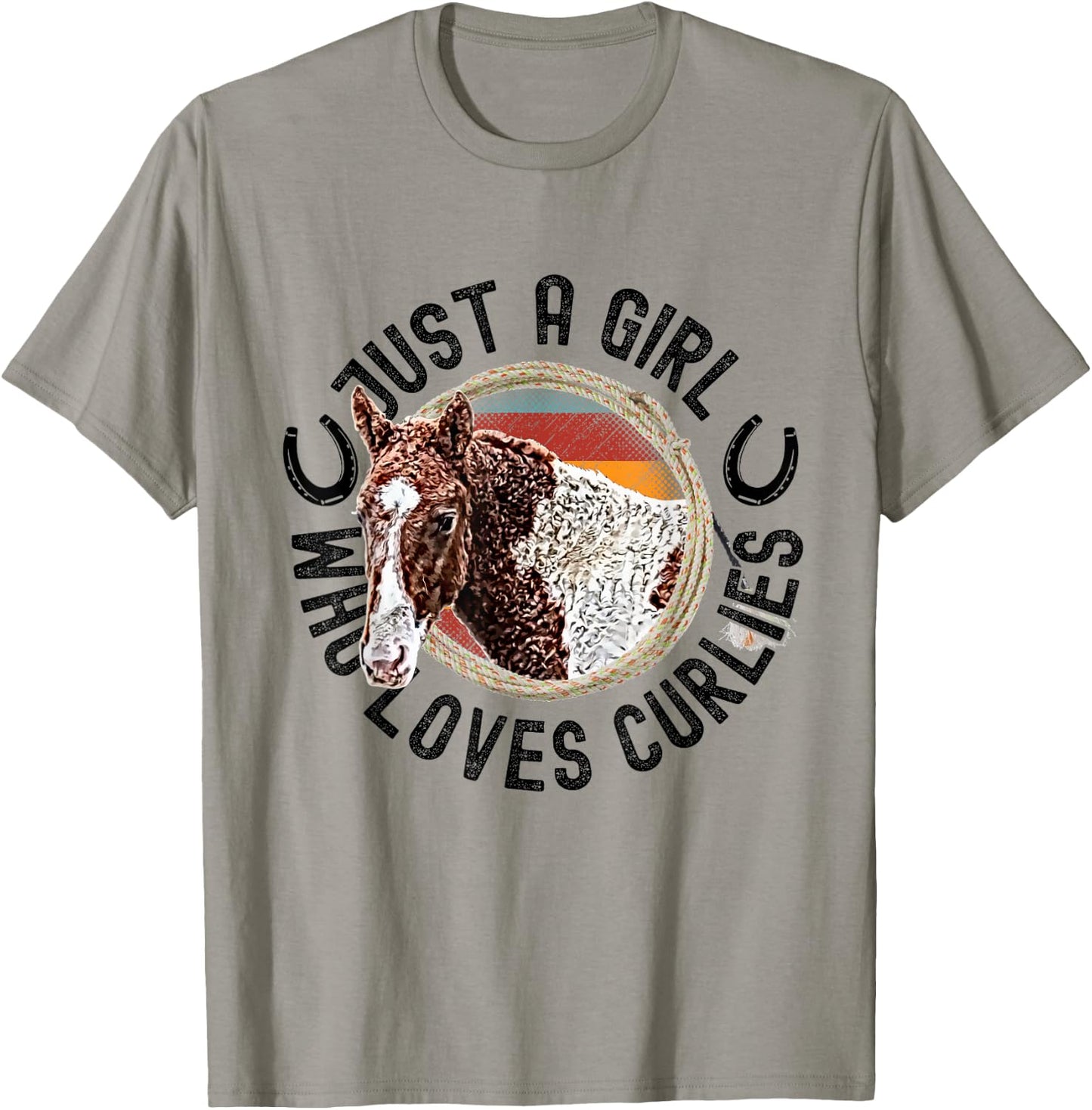 Just A Girl Who Loves Curlies Curly Horses Ponies Pony T-Shirt - T-Shirt | Sand
