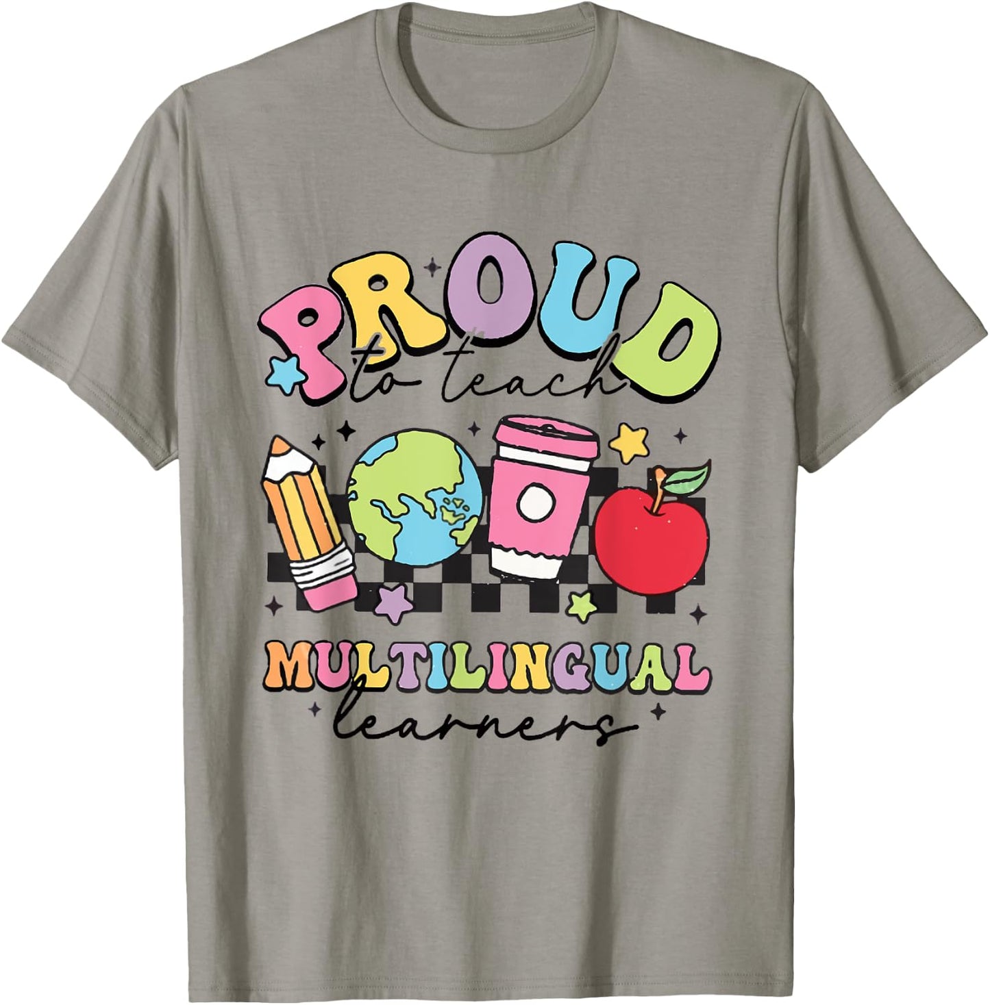 Retro Proud To Teach Multilingual Learners English Teacher T-Shirt - T-Shirt | Sand