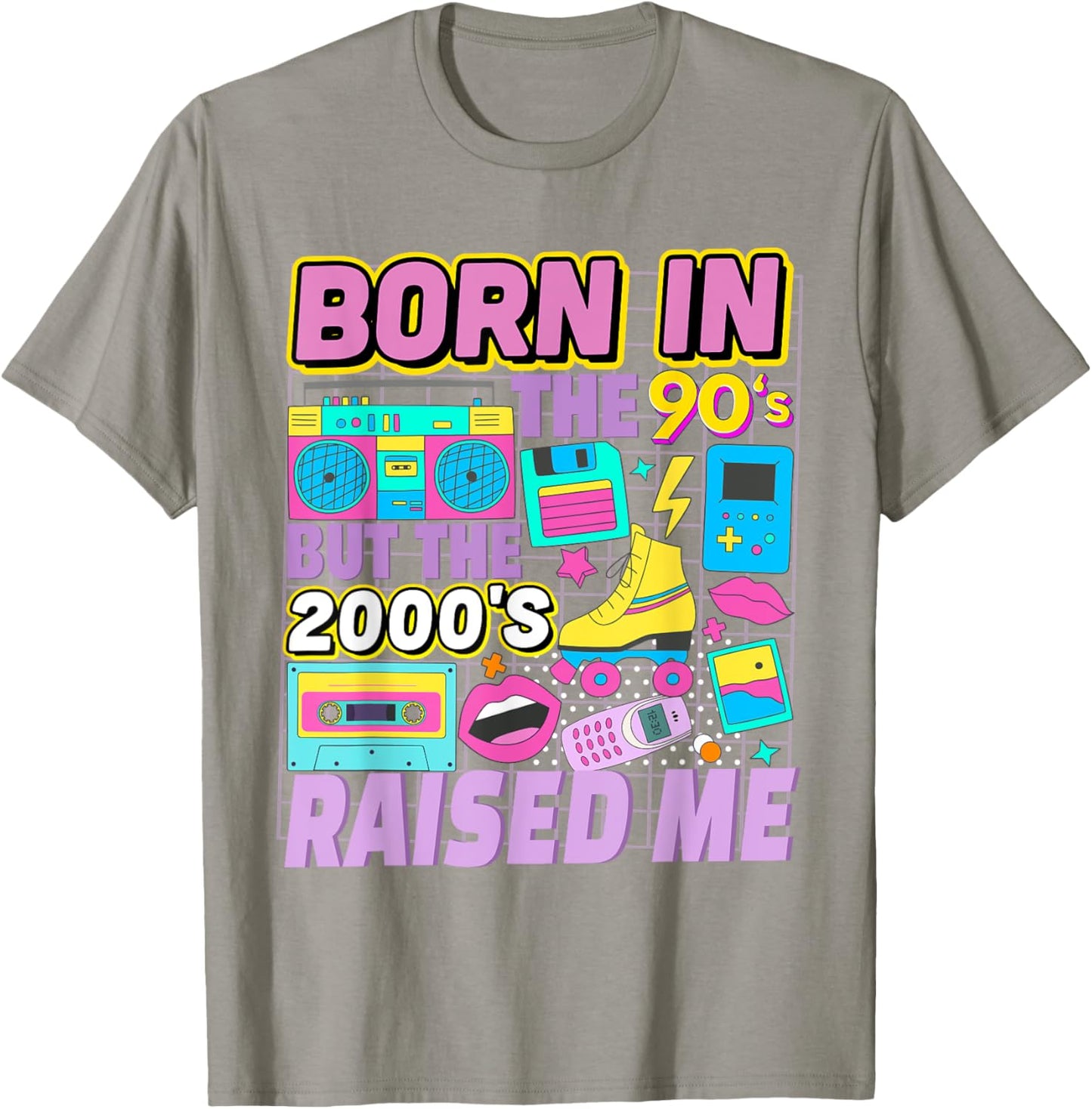 Born In The 90's But The 2000's Raised Me Vintage Retro 90s T-Shirt - T-Shirt | Sand