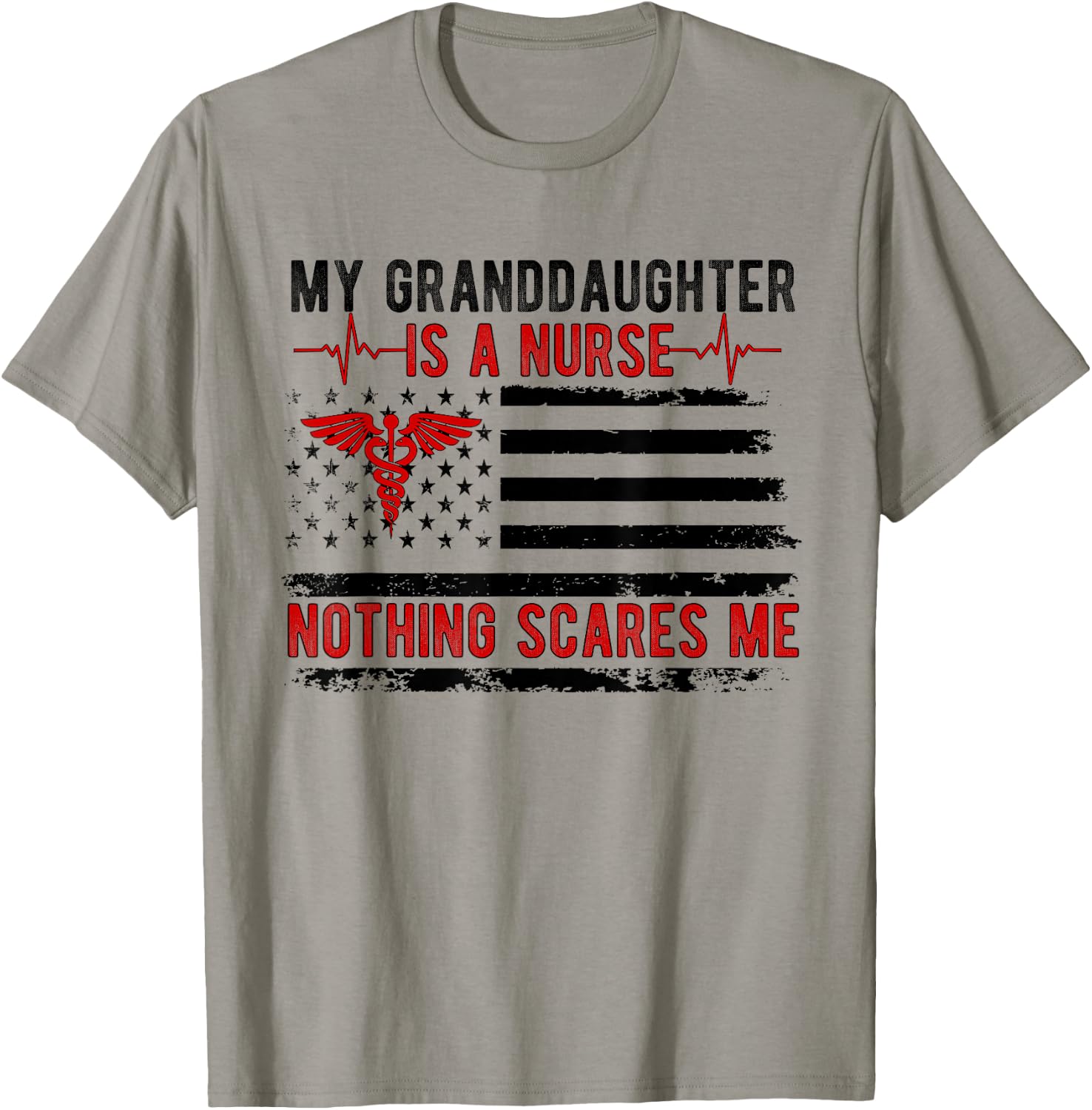 My Granddaughter Is A Nurse Grandpa Of A Nurse Grandfather T-Shirt - T-Shirt | Sand