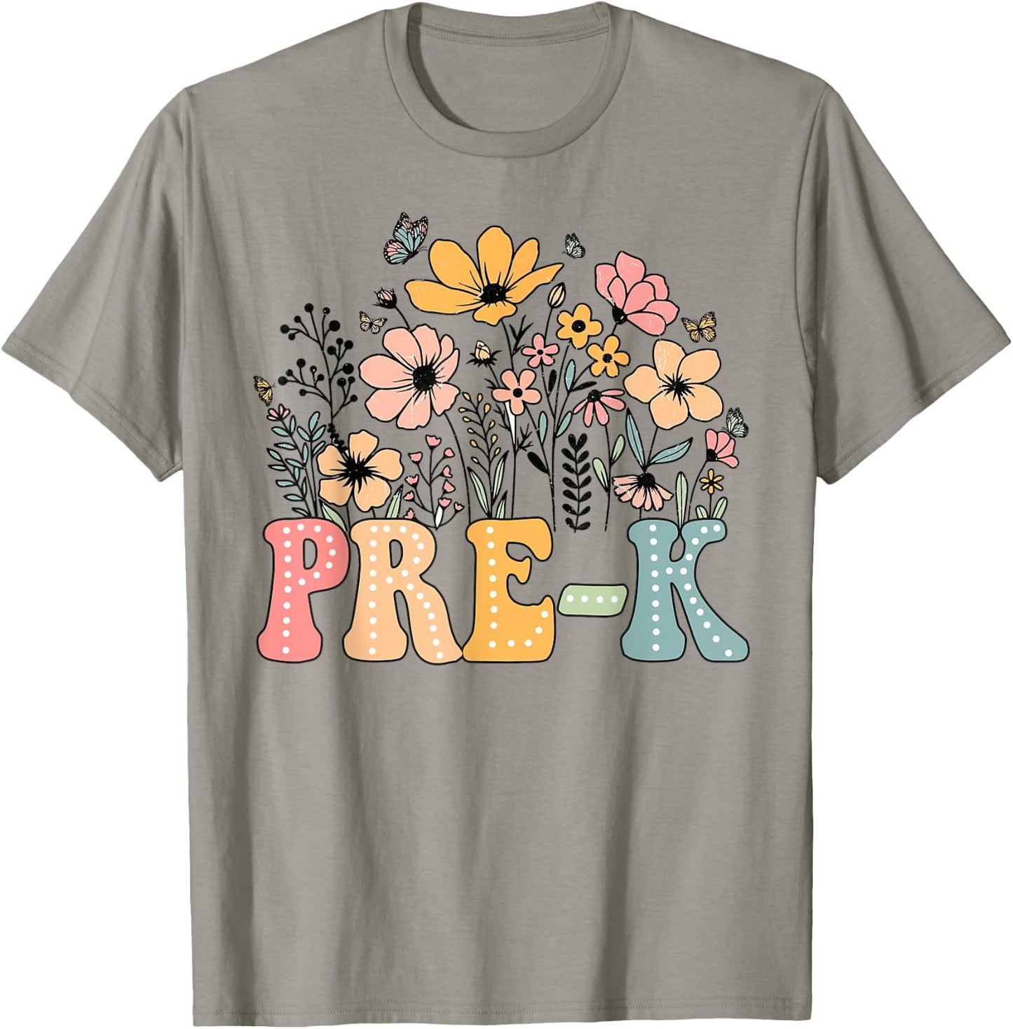 Wildflower Pre-K Preschool Team Floral Teacher Girls T-Shirt - T-Shirt | Sand