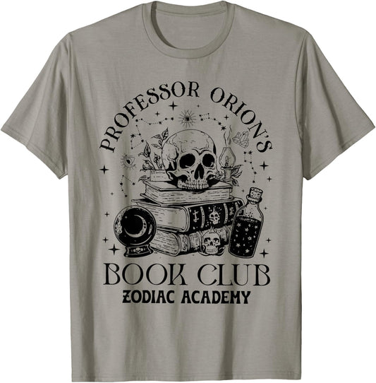 Professor Orions Book Club Halloween Skull Book Lover T-Shirt - T-Shirt | Sand