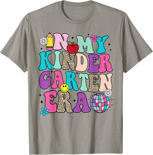 In My Kindergarten Era Back To School Retro Groovy T-Shirt - T-Shirt | Sand
