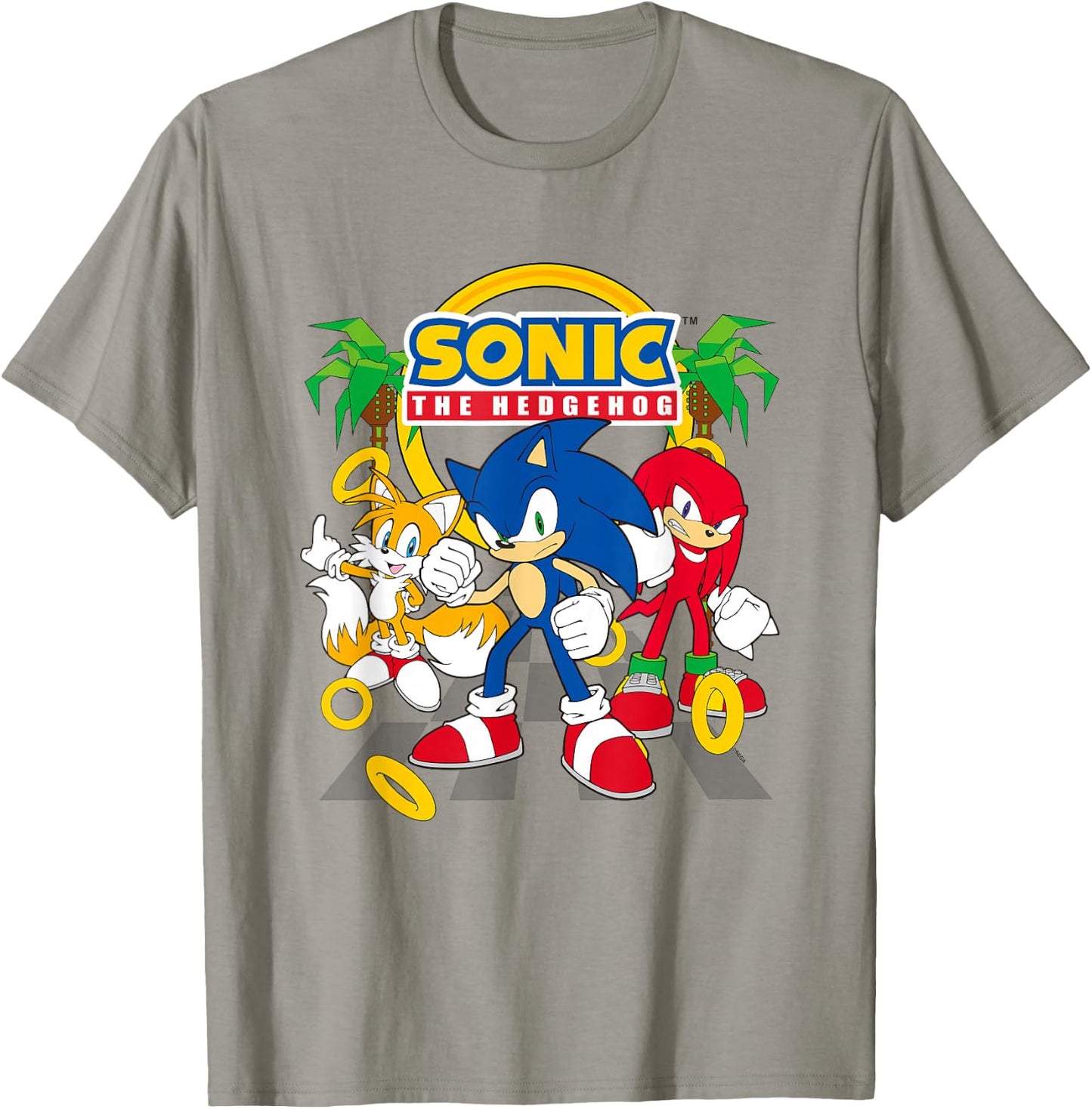 Sonic The Hedgehog Main Trio Gold Rings Epic Group Shot T-Shirt - T-Shirt | Sand
