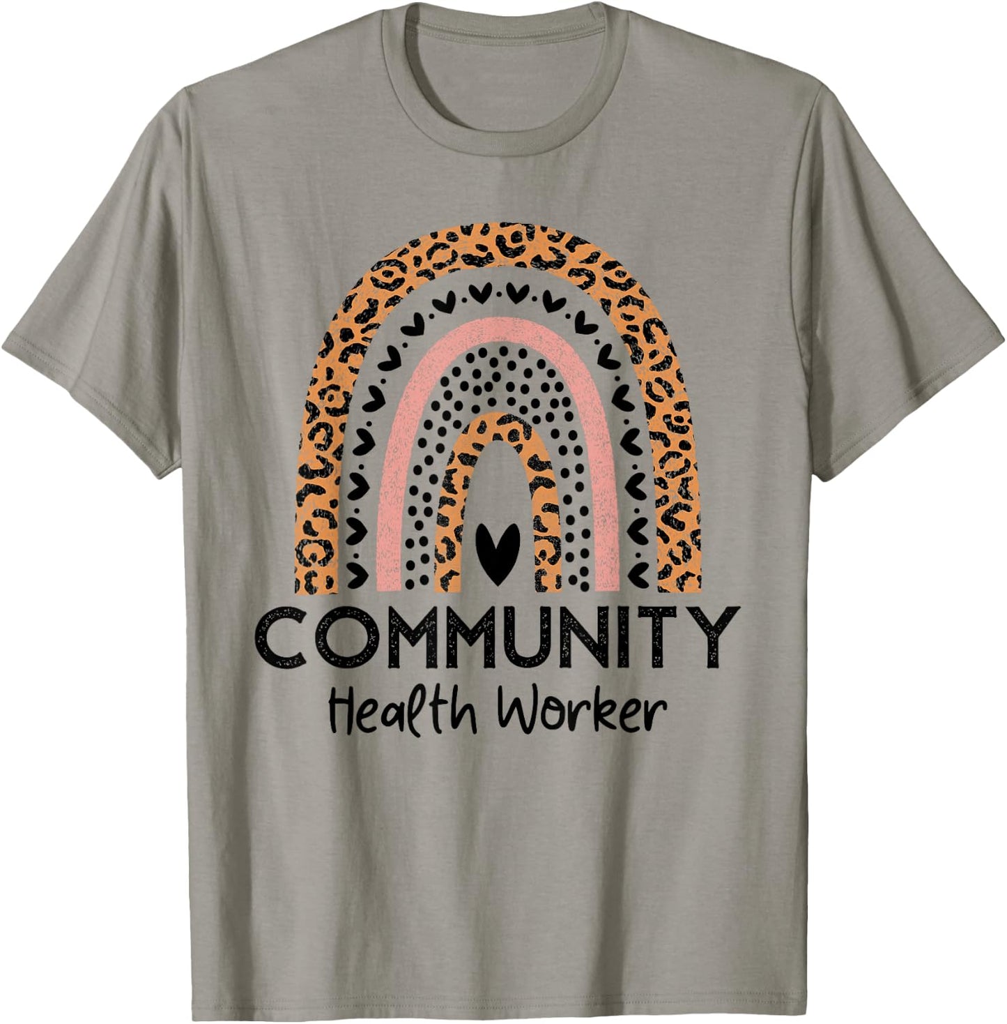 Rainbow Leopard Community Health Worker Women Social Worker T-Shirt - T-Shirt | Sand