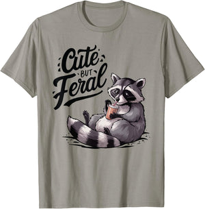 Cute But Feral Panda Raccoon Costume Funny Raccoon Trash T-Shirt - T-Shirt | Sand