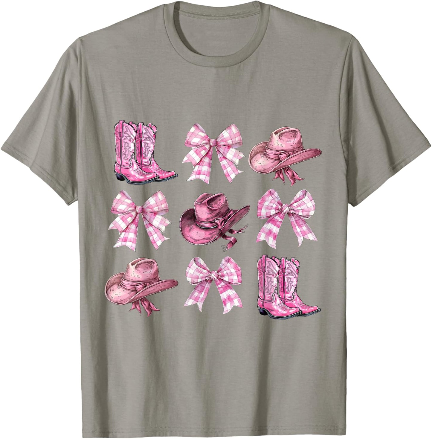 Cute Pink Coquette Bows Cowgirl Western Esthetics Women Girl T-Shirt - T-Shirt | Sand