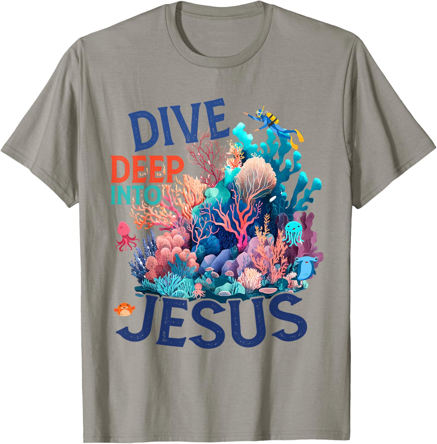 Dive Deep Into Jesus VBS 2024 Scuba Diving Underwater T-Shirt - T-Shirt | Sand