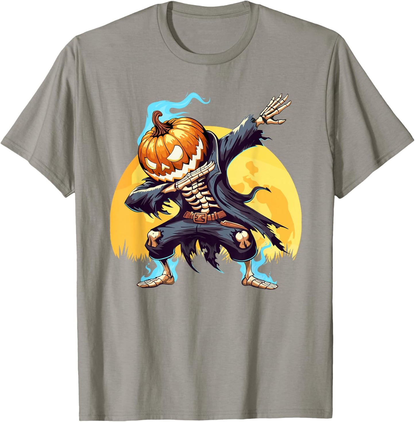 Dabbing Skeleton Headless Pumpkin Dab Dance Boys Halloween T-Shirt - T-Shirt | Sand