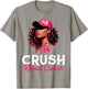 Crush Breast Cancer Awareness Black Afro Woman Pink Ribbon T-Shirt - T-Shirt | Sand