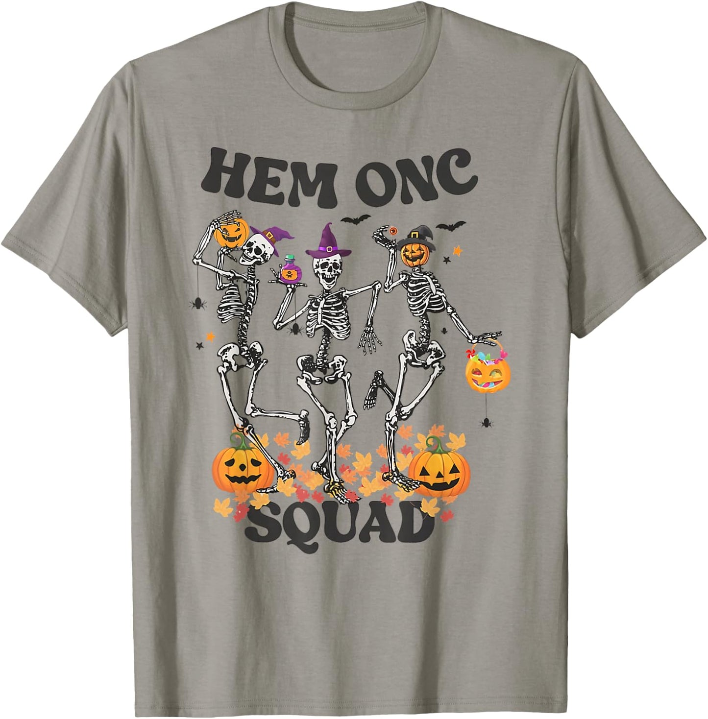 Hemonc Nurse Halloween Skeleton Hematology Oncology Nurse T-Shirt - T-Shirt | Sand