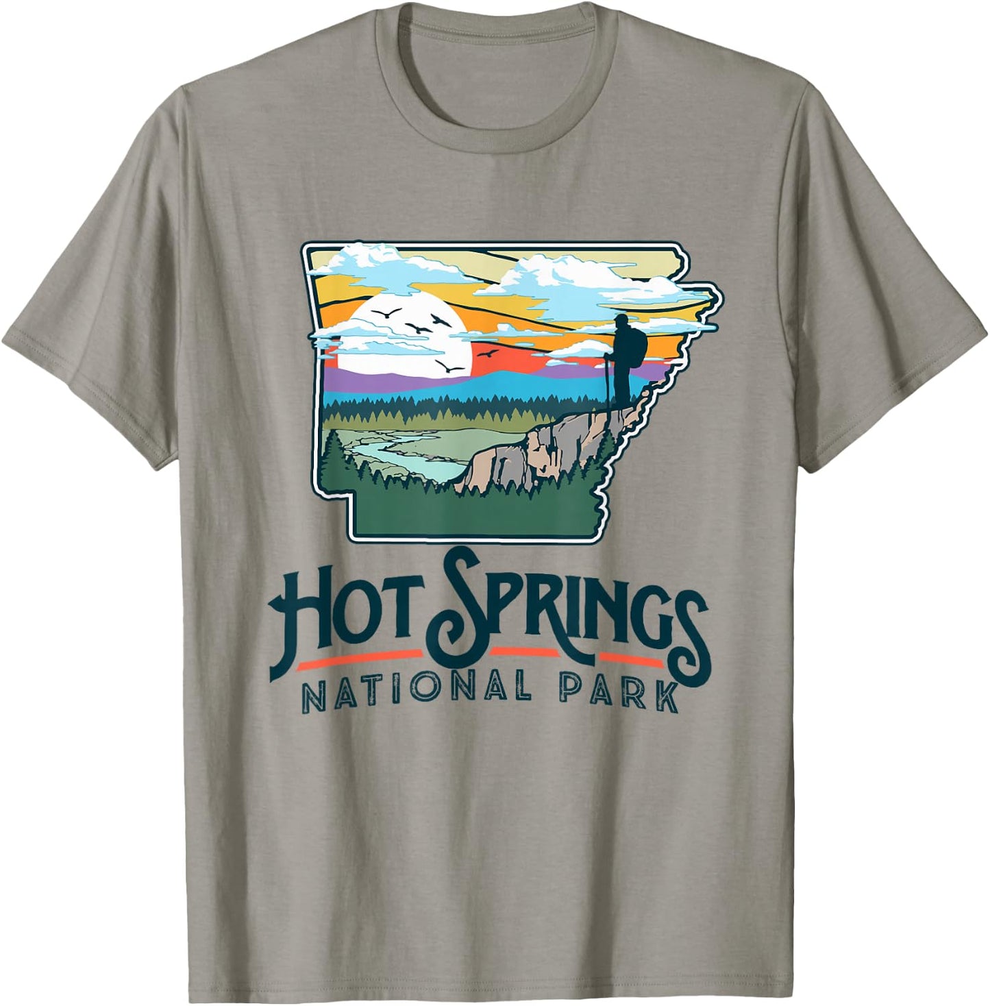 Hot Springs National Park Arkansas Nature Illustration T-Shirt - T-Shirt | Sand