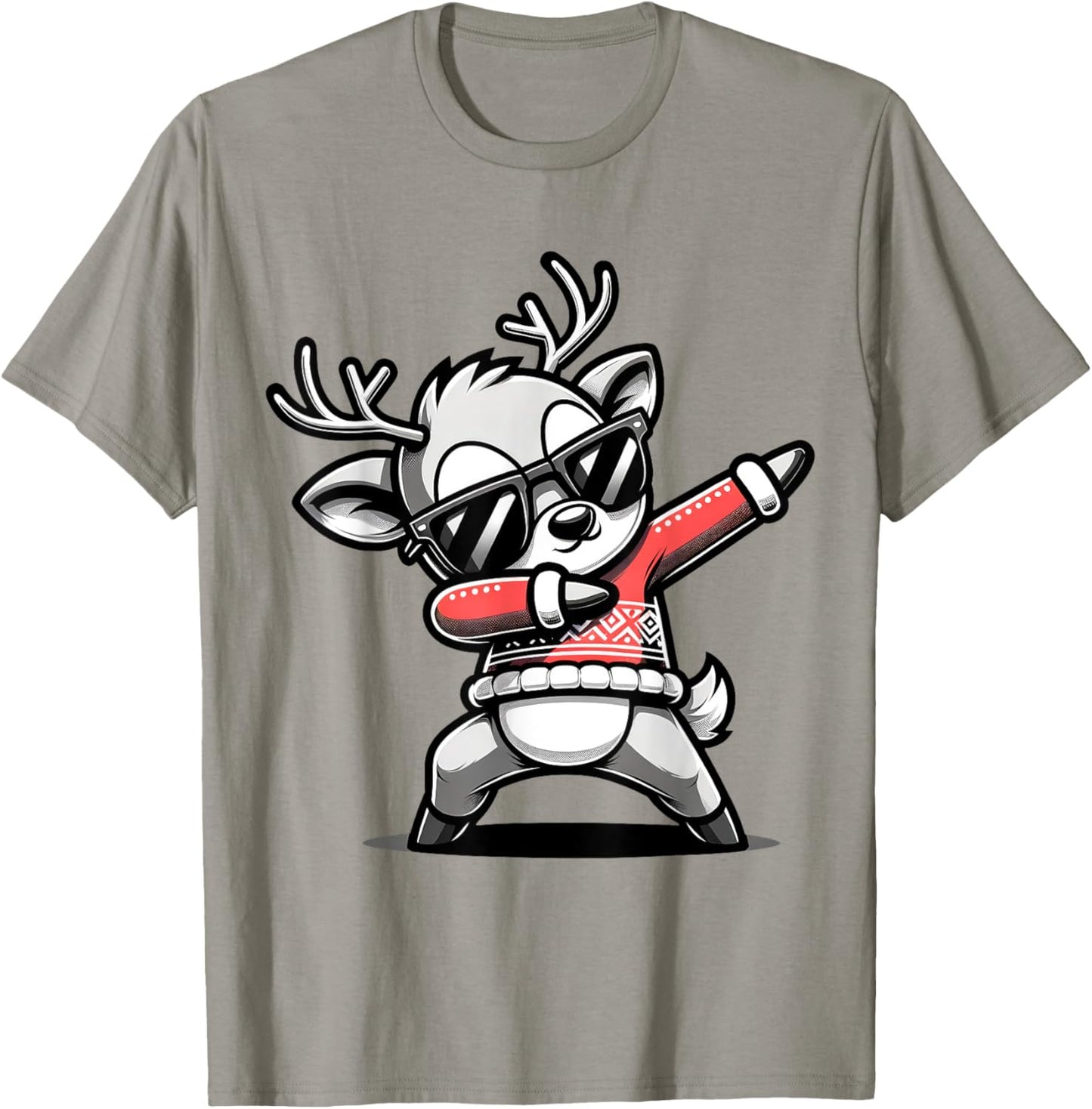 Christmas Reindeer Boys Dabbing Reindeer Santa Xmas Funny T-Shirt - T-Shirt | Sand