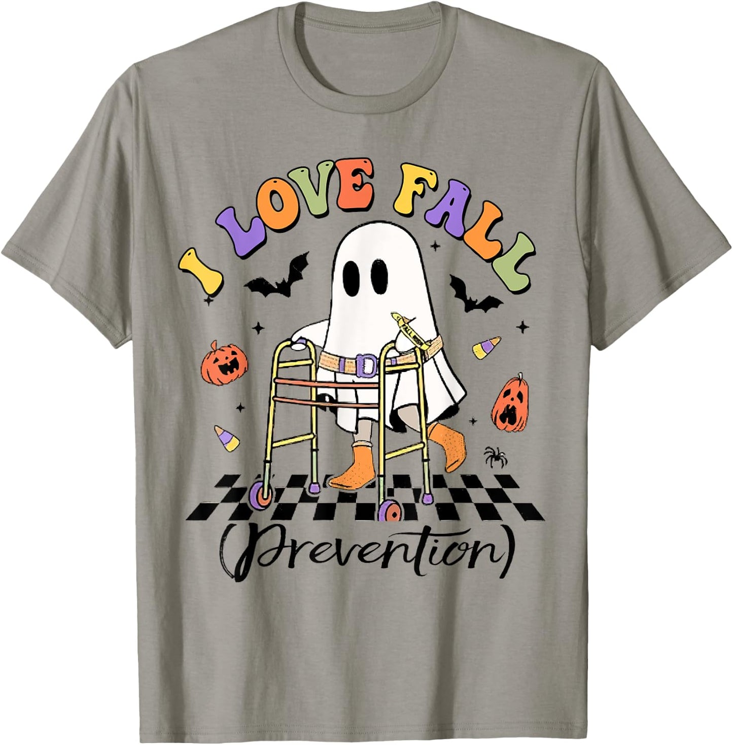 Occupational Therapy Halloween Nurse, I Love Fall Prevention T-Shirt - T-Shirt | Sand