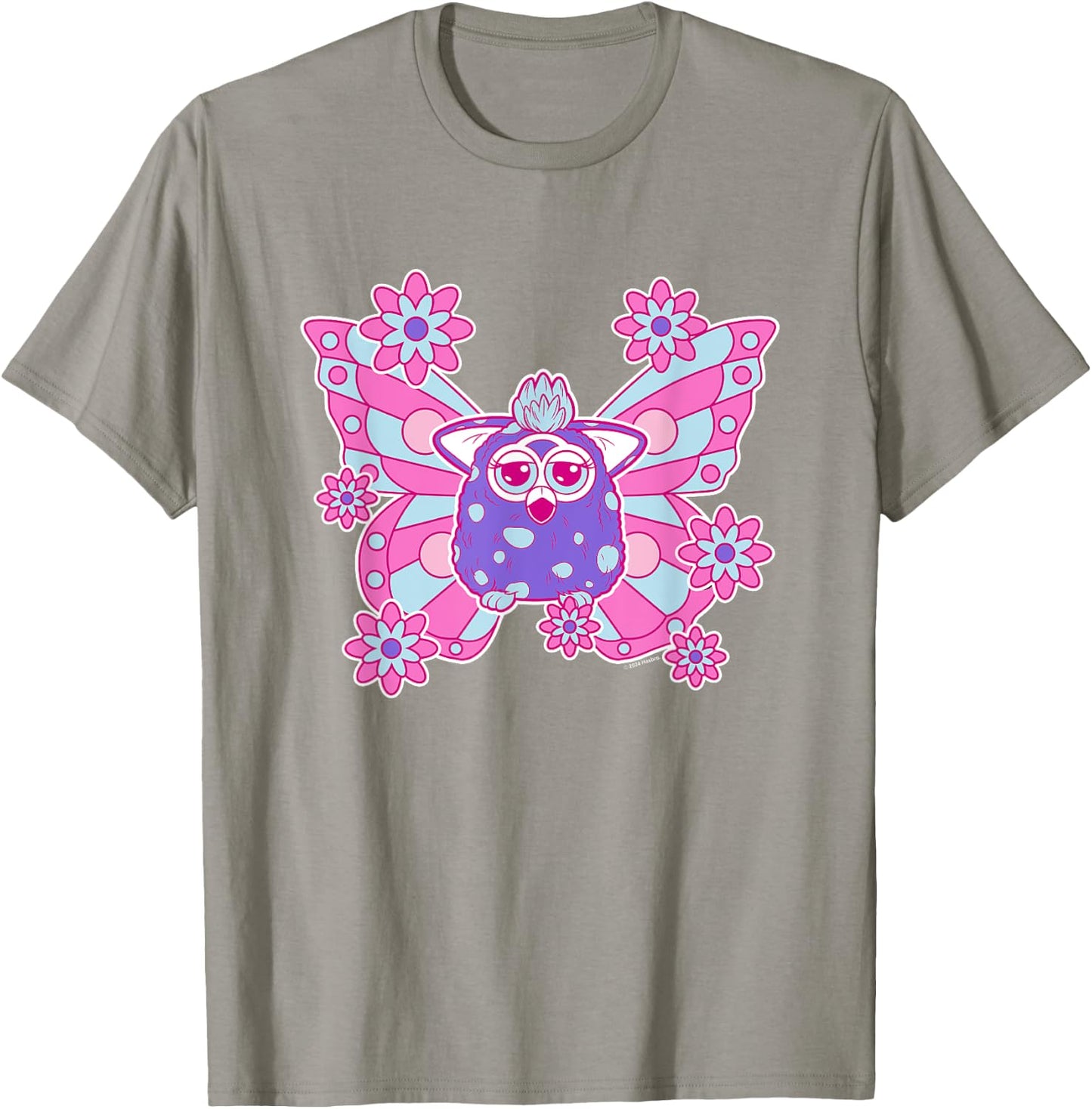 Furby Cute Purple Butterfly Floral Big Chest Logo T-Shirt - T-Shirt | Sand