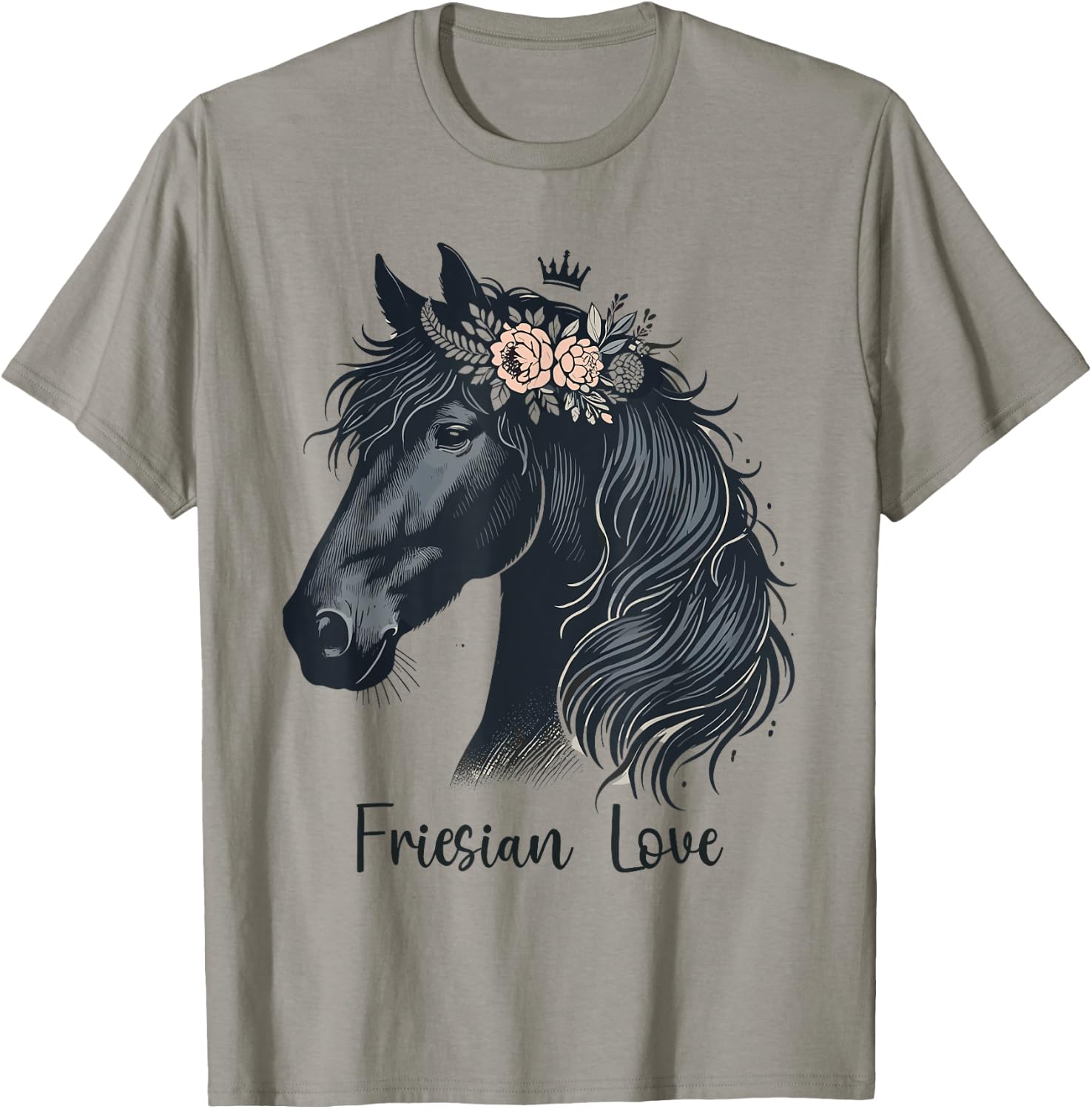 Friesian Horse Lover Majestic Friesian Horse Riding T-Shirt - T-Shirt | Sand