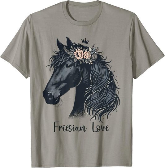 Friesian Horse Lover Majestic Friesian Horse Riding T-Shirt - T-Shirt | Sand