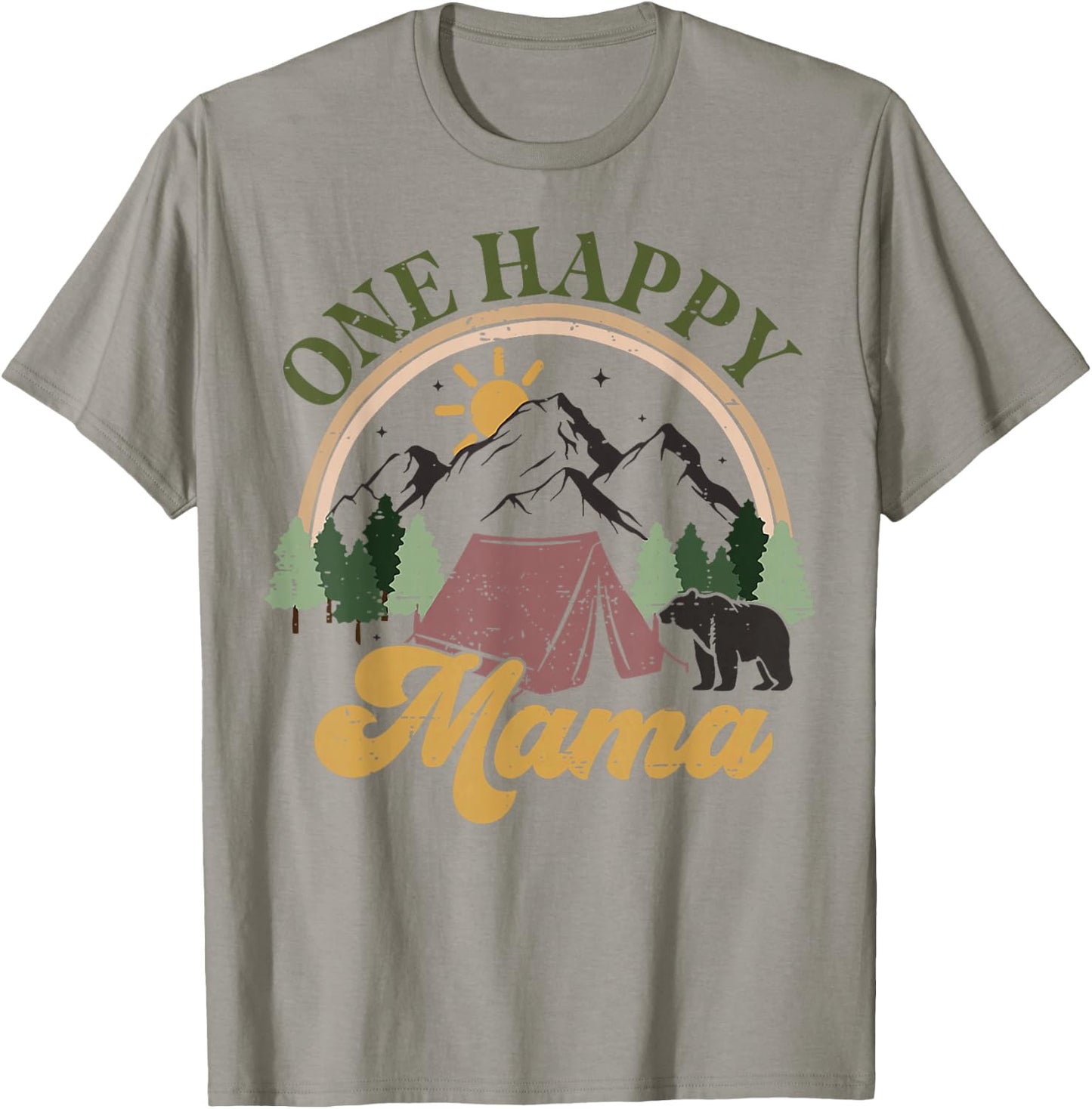 Cute One Happy Camper Birthday Decorations One Happy Mama T-Shirt - T-Shirt | Sand