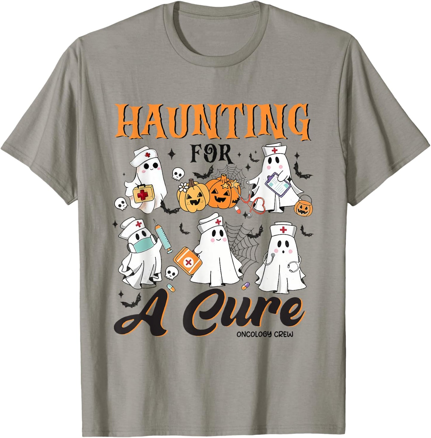 Oncology Nurse Halloween Spooky Heme Onc Rn Ghost Chemo T-Shirt - T-Shirt | Sand