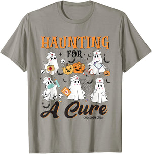 Oncology Nurse Halloween Spooky Heme Onc Rn Ghost Chemo T-Shirt - T-Shirt | Sand