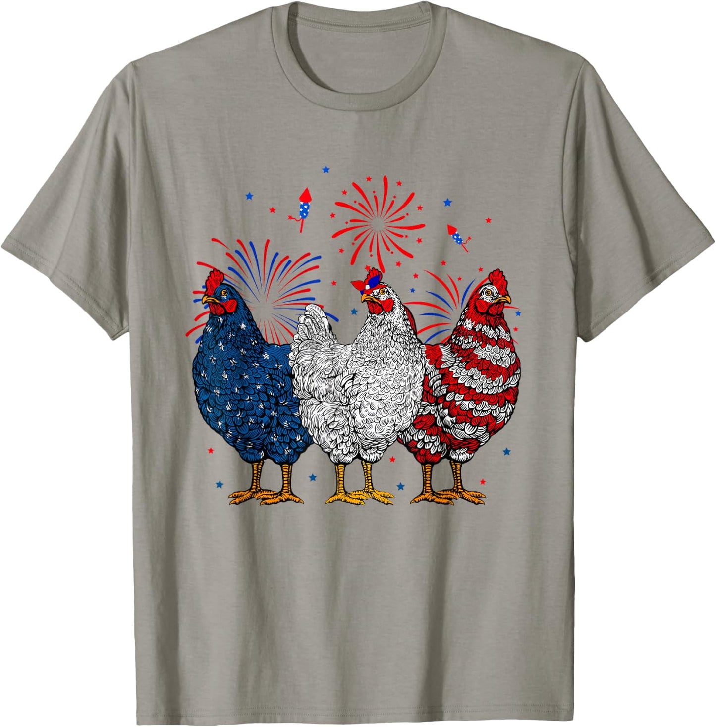 Chicken USA Flag Patriotic Chicken Lover 4th of July T-Shirt - T-Shirt | Sand