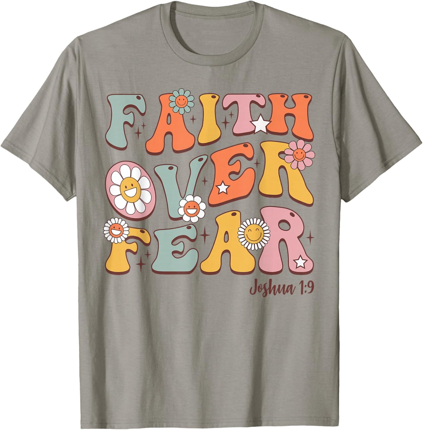 Christian-Shirt Girls Faith Over Fear Cute Jesus Kids Youth T-Shirt - T-Shirt | Sand