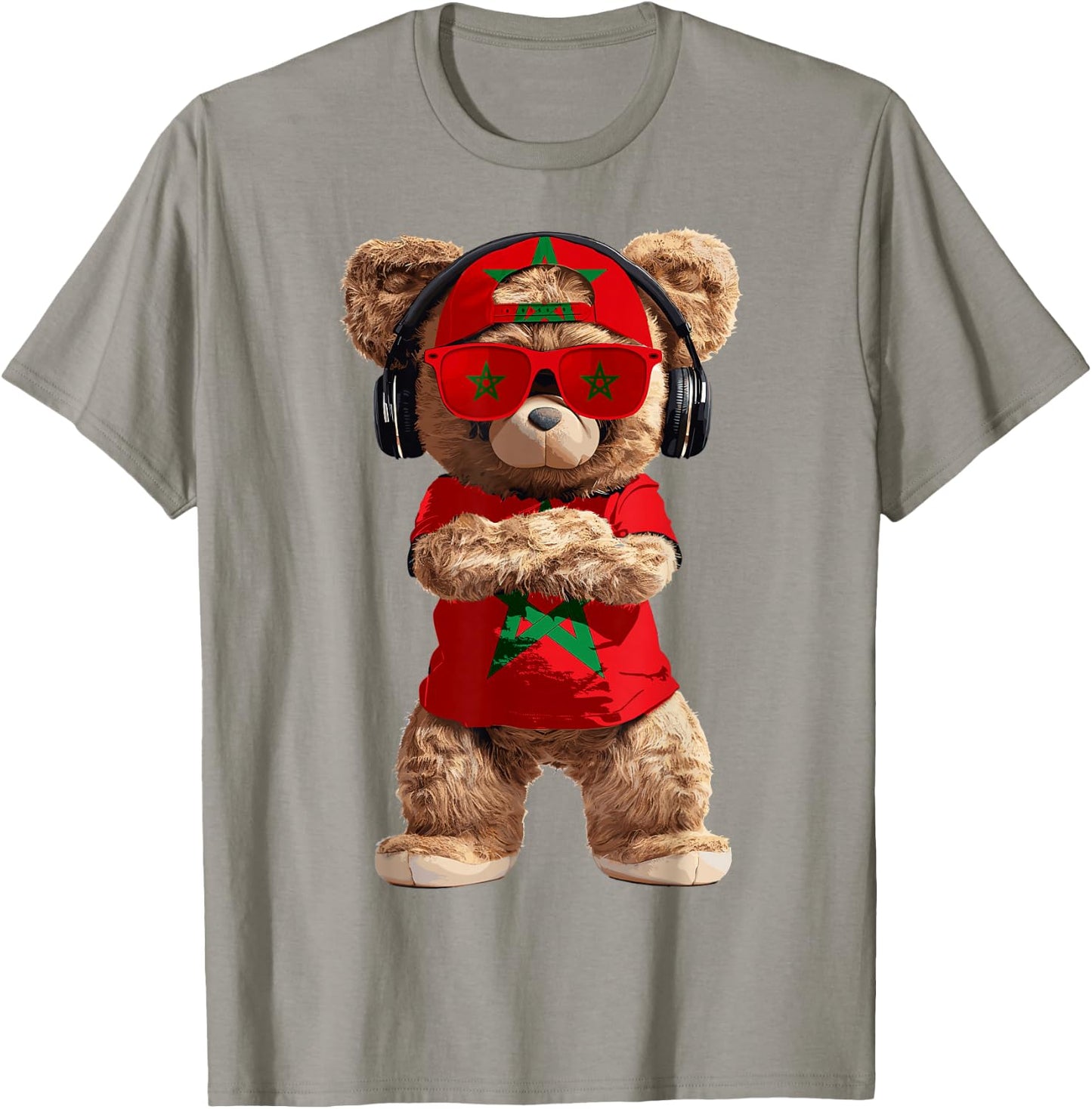 Morocco Flag Souvenirs Bear Outfit Products Moroccan T-Shirt - T-Shirt | Sand