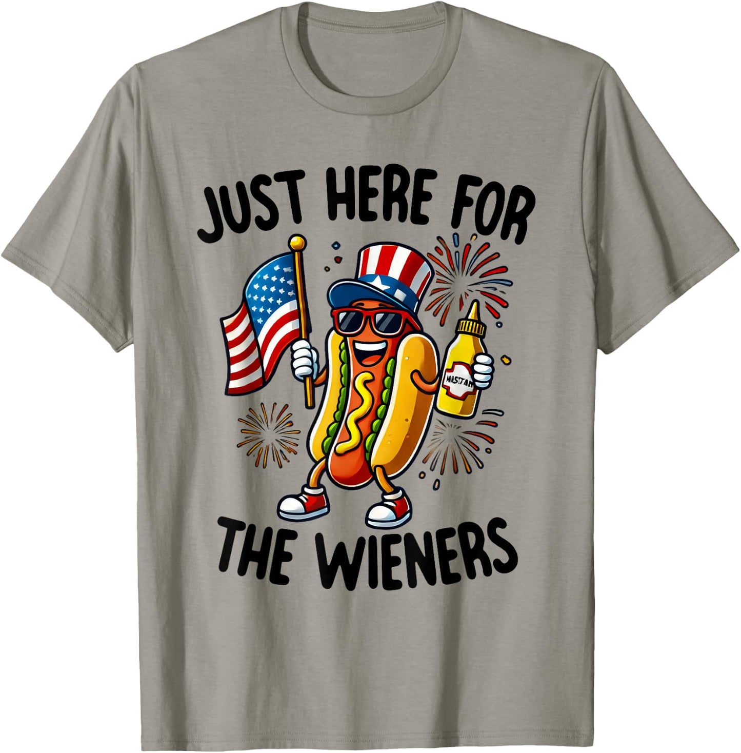 I'm Just Here For The Wieners Hot-Dog Lovers 4Th Of July Women Kids Men T-Shirt - T-Shirt | Sand