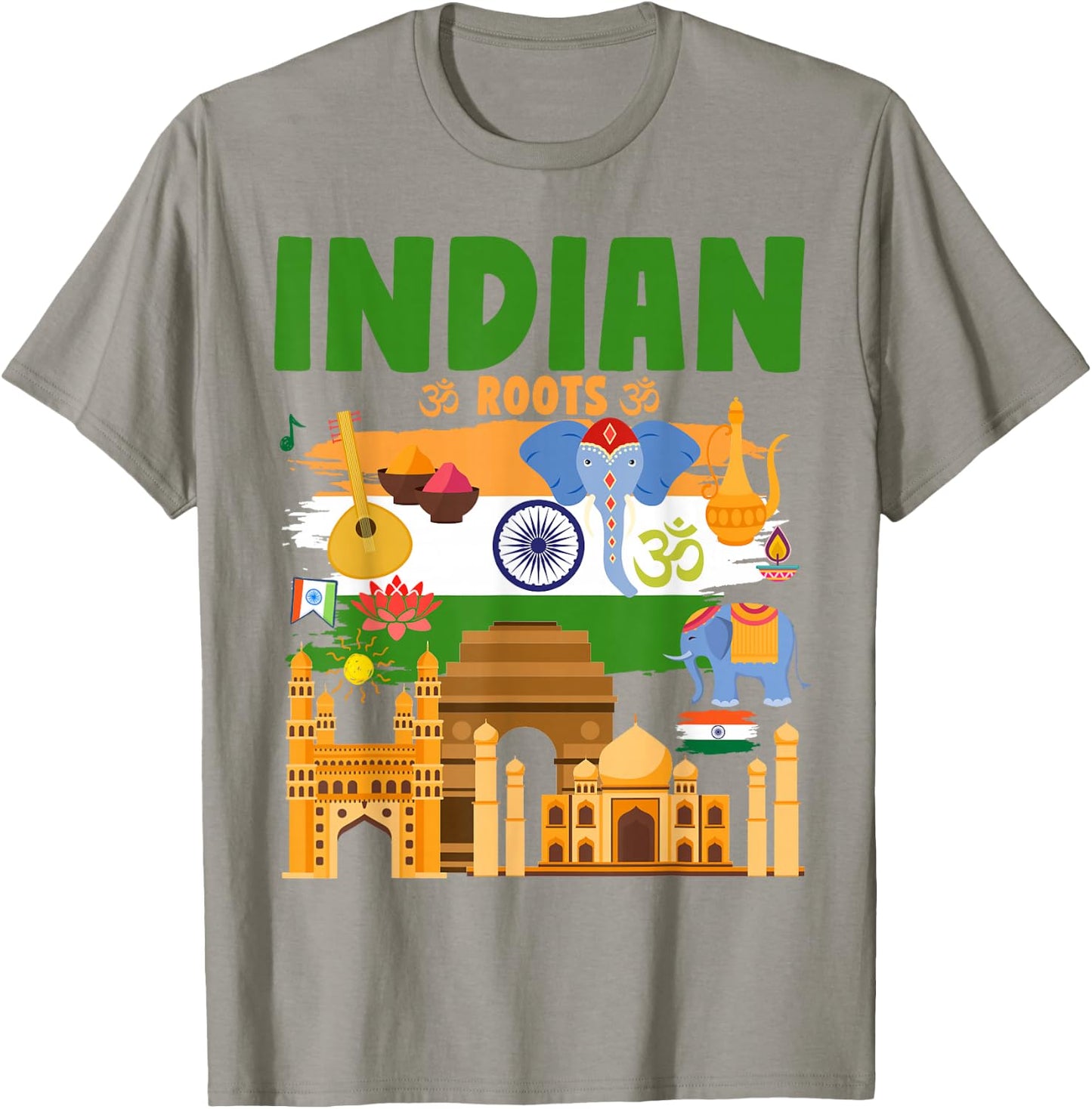 India Flag Outfit Idea For Kids With Elephant & Indian Roots T-Shirt - T-Shirt | Sand