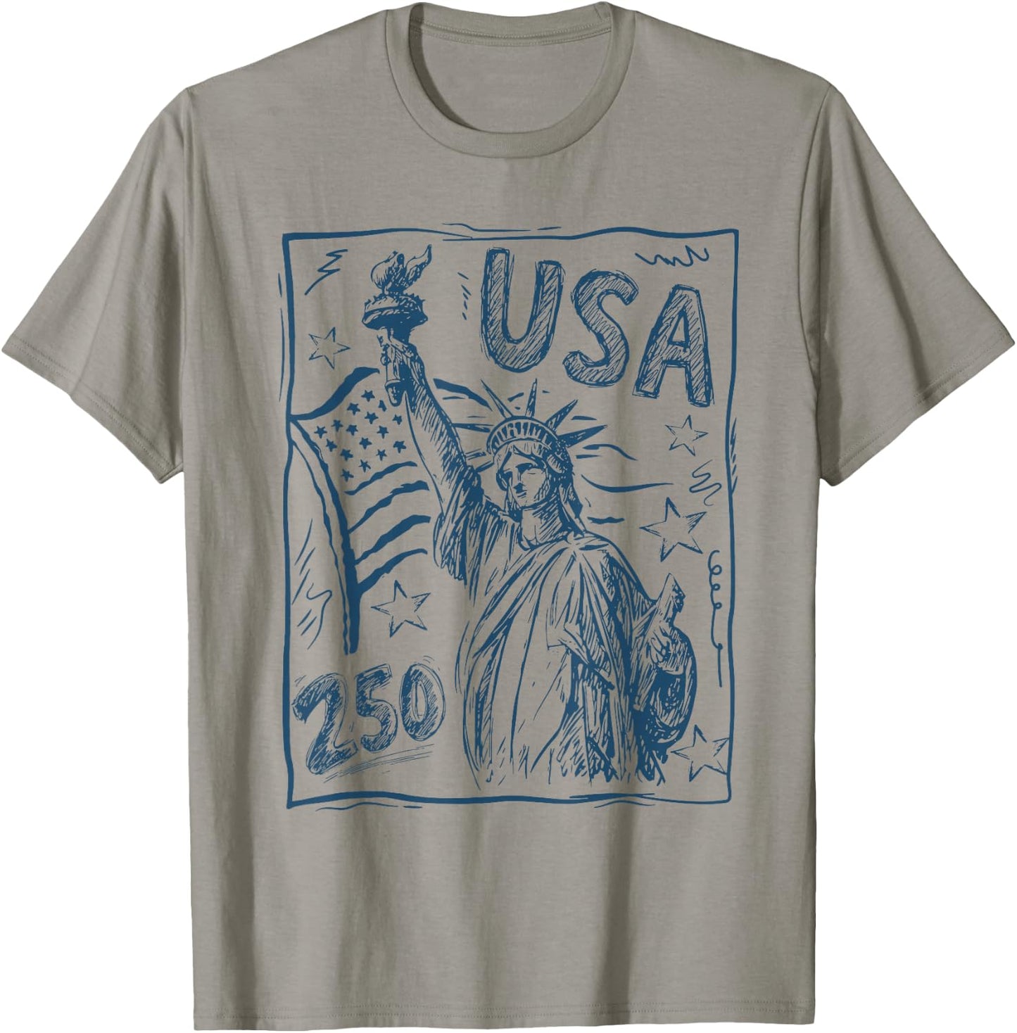 Statue of Liberty American 250 Years 1776-2026 4th of July T-Shirt - T-Shirt | Sand