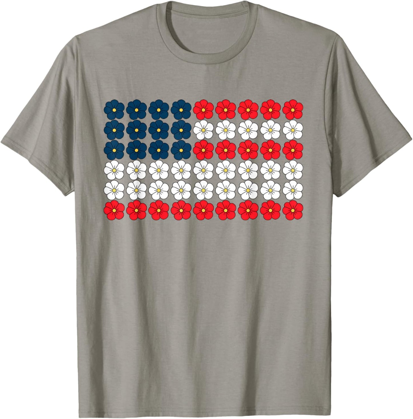 Floral Daisy American Flag USA 4th of July Patriotic Women T-Shirt - T-Shirt | Sand