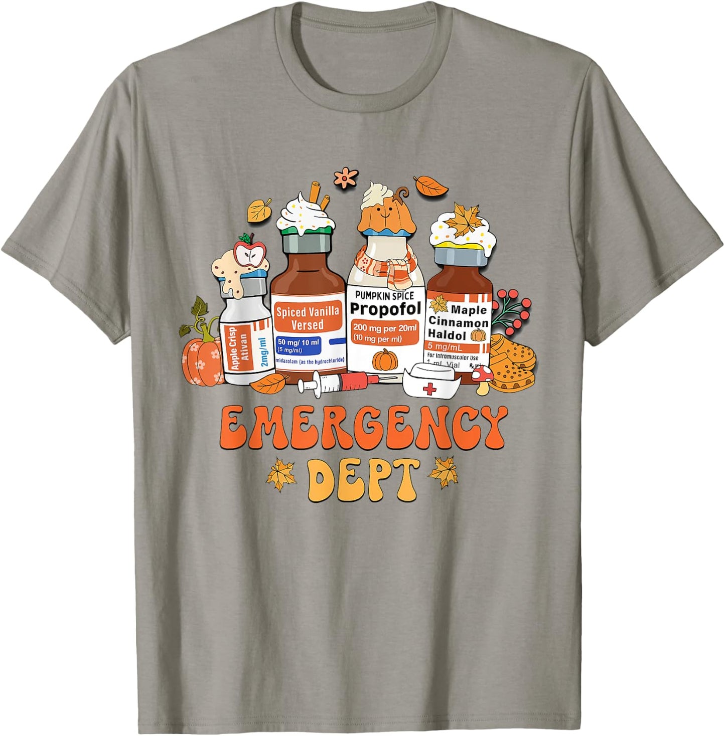 Women Fall Emergency Department Room Thanksgiving Autumn T-Shirt - T-Shirt | Sand