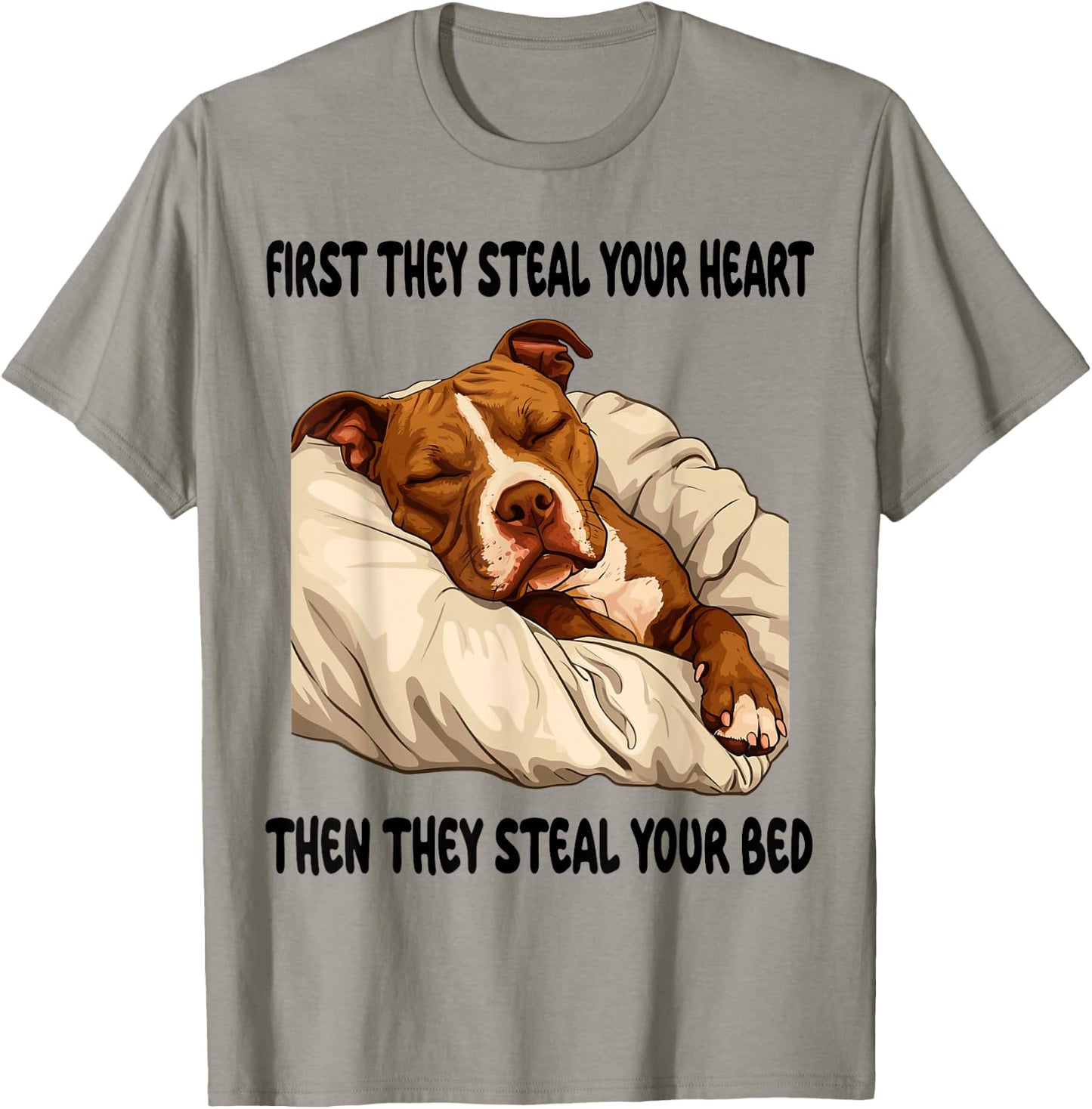 Pitbull Sleeping Pajamas Nightgown T-Shirt - T-Shirt | Sand