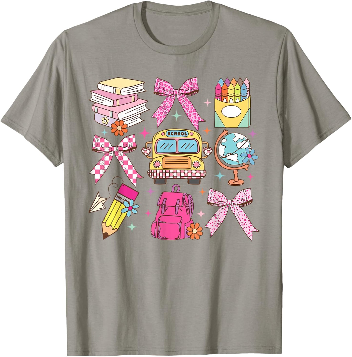 Coquette Bow Teacher Back To School Teacher Life Student Kid T-Shirt - T-Shirt | Sand