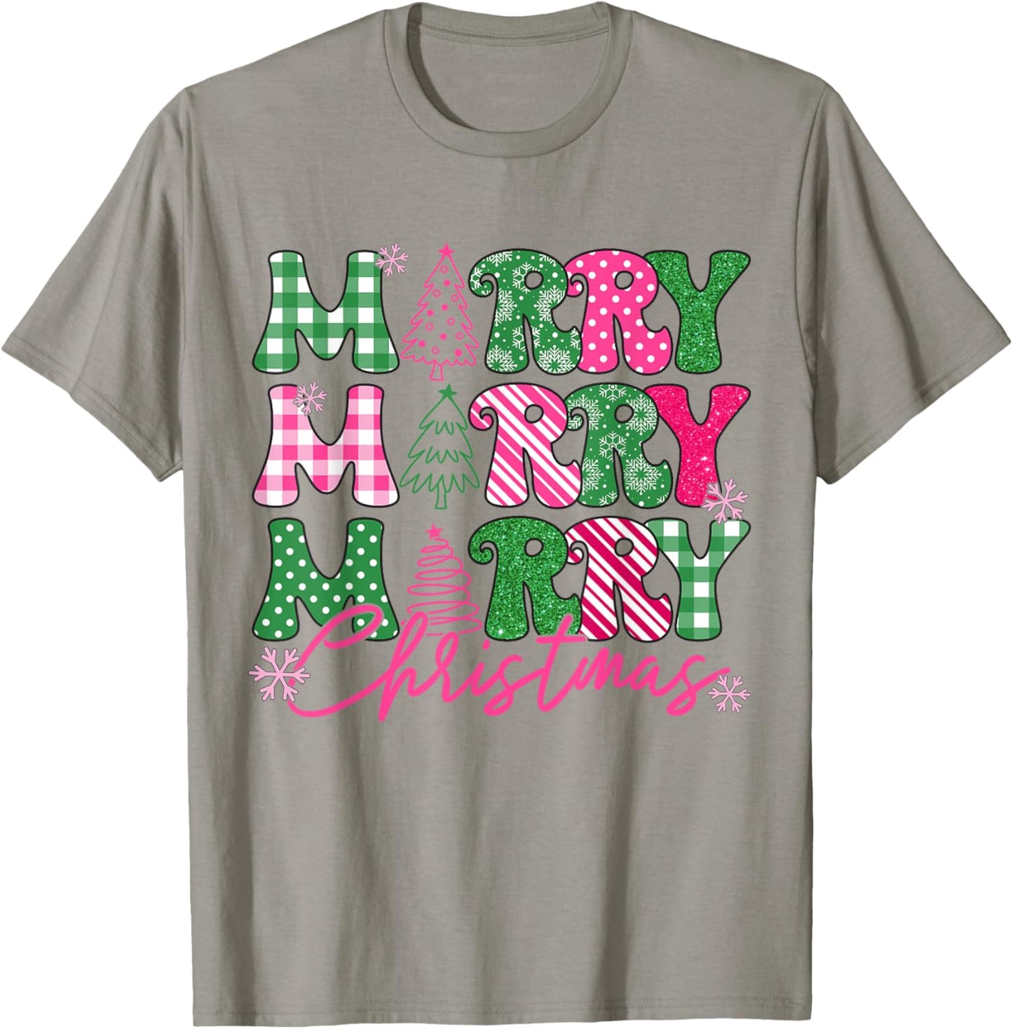 Merry Christmas Vintage Pink Christmas Coquette Bow Girl T-Shirt - T-Shirt | Sand
