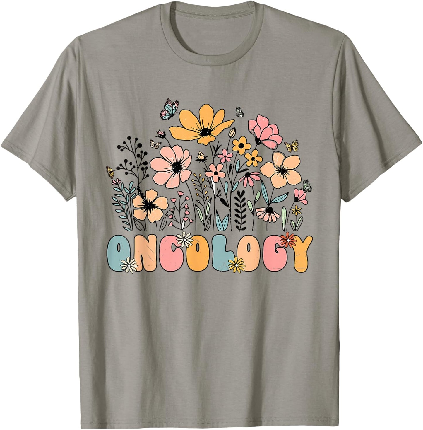 Oncology Nurse OCN Nursing Oncologist Flower Groovy Retro T-Shirt - T-Shirt | Sand