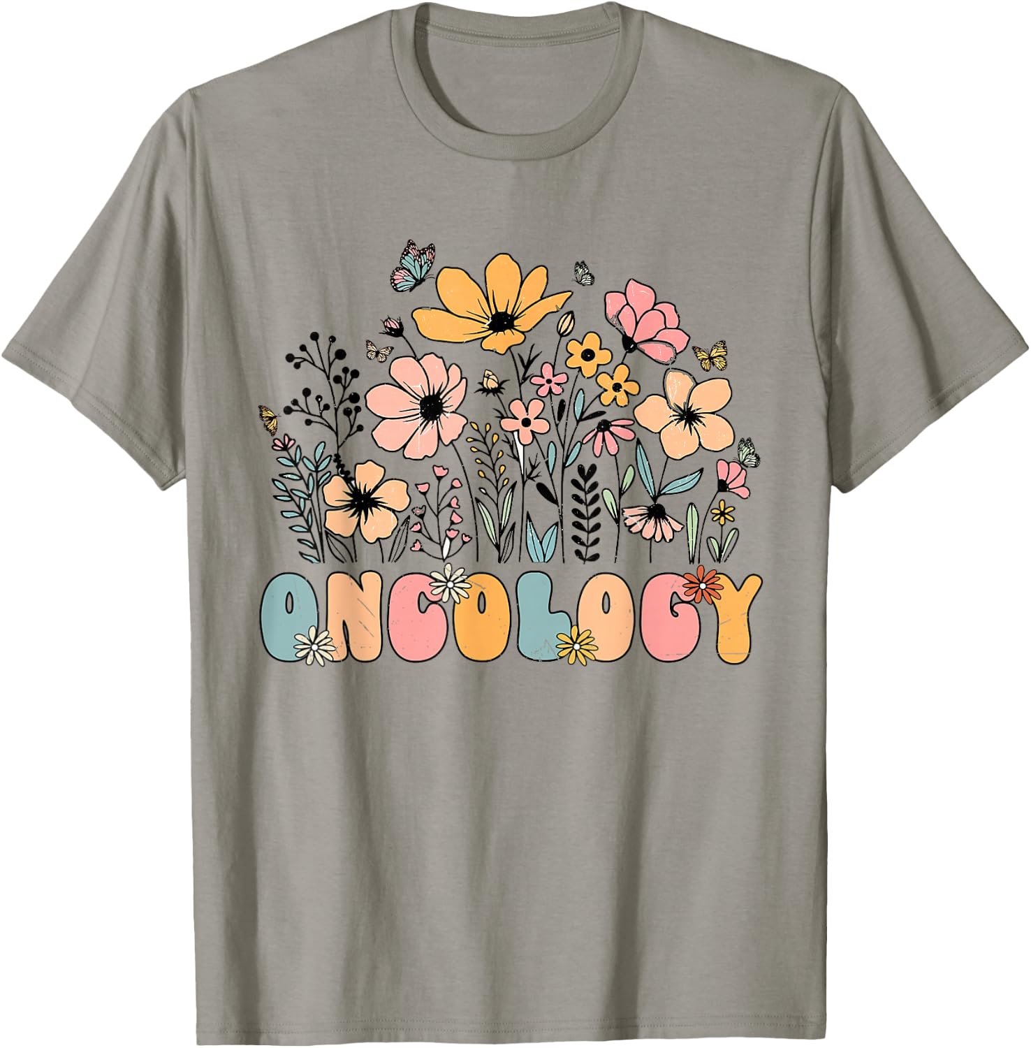 Oncology Nurse OCN Nursing Oncologist Flower Groovy Retro T-Shirt - T-Shirt | Sand