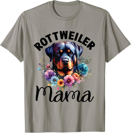 Floral Rottweiler Mom Dog Lovers Rottie Mama Mother's Day Men Women Kids T-Shirt - T-Shirt | Sand